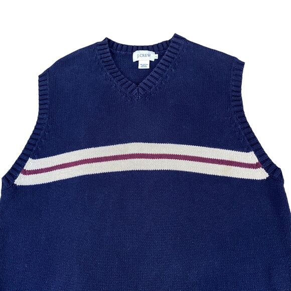J.CREW Vest Mens Large Navy Knit 100% Cotton Sleeveless V Neck Pullover - Picture 7 of 9